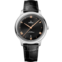De Ville Prestige 40 mm, steel on leather strap - 43413402001001