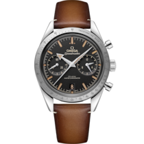 Speedmaster '57 40,5 mm, acier sur bracelet en cuir - 33212415101001